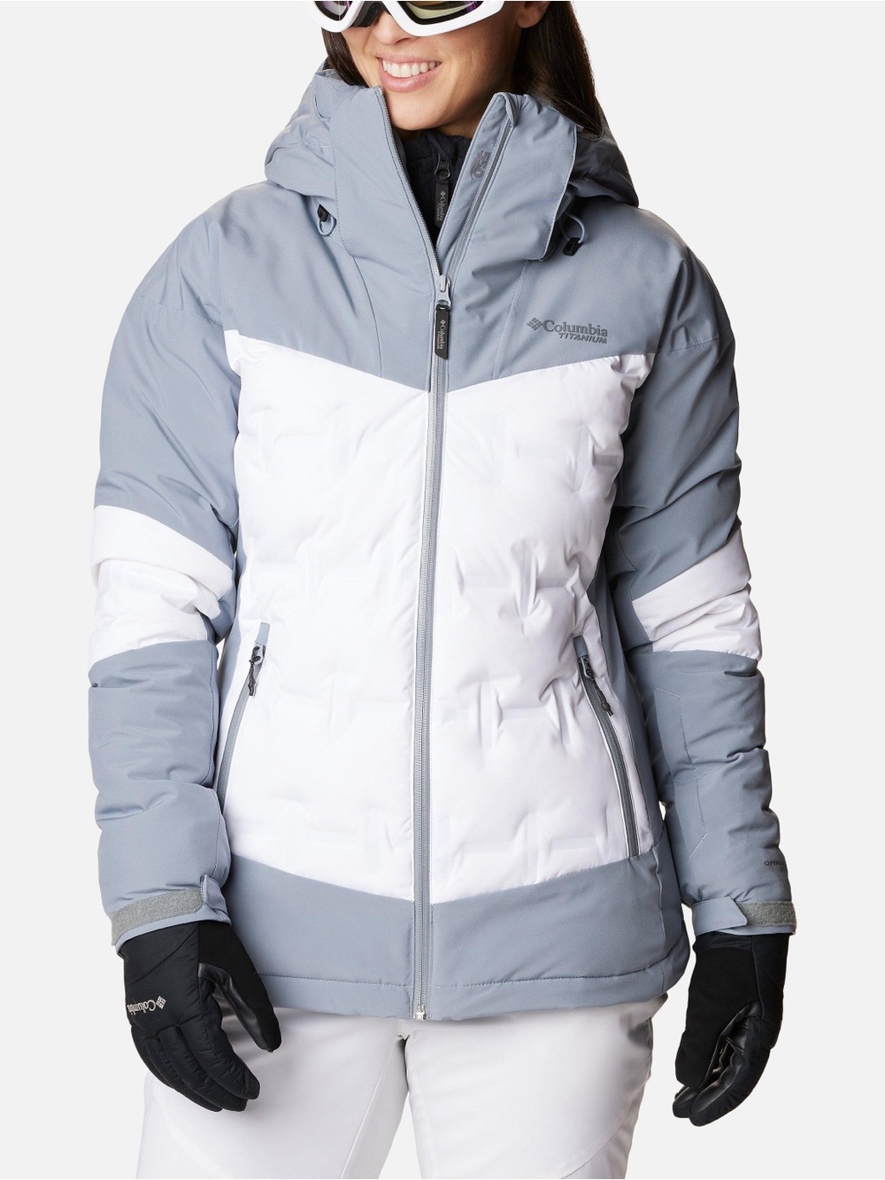 Columbia Wildcard Blue/Gray and White Insulated Down Ski Jacket with Hood